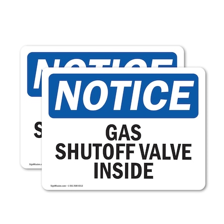 Signmission Gas Shutoff Valve Inside OSHA Notice Sign, Vinyl Decal, 7in W x 5in L, 2PK OS-2PACK-NS-D-57-L-13034